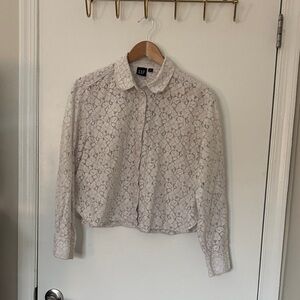 GAP Off White Lace Button-Up Shirt